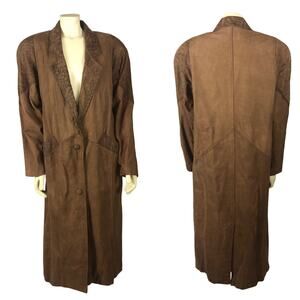 Vintage Global Identity Oversized Slouchy brown leather trench coat size large